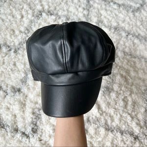 Faux leather black hats